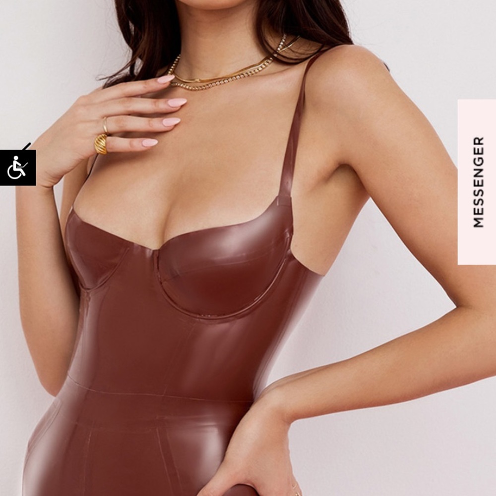 TIA COCOA LATEX BUSTIER BODYSUIT